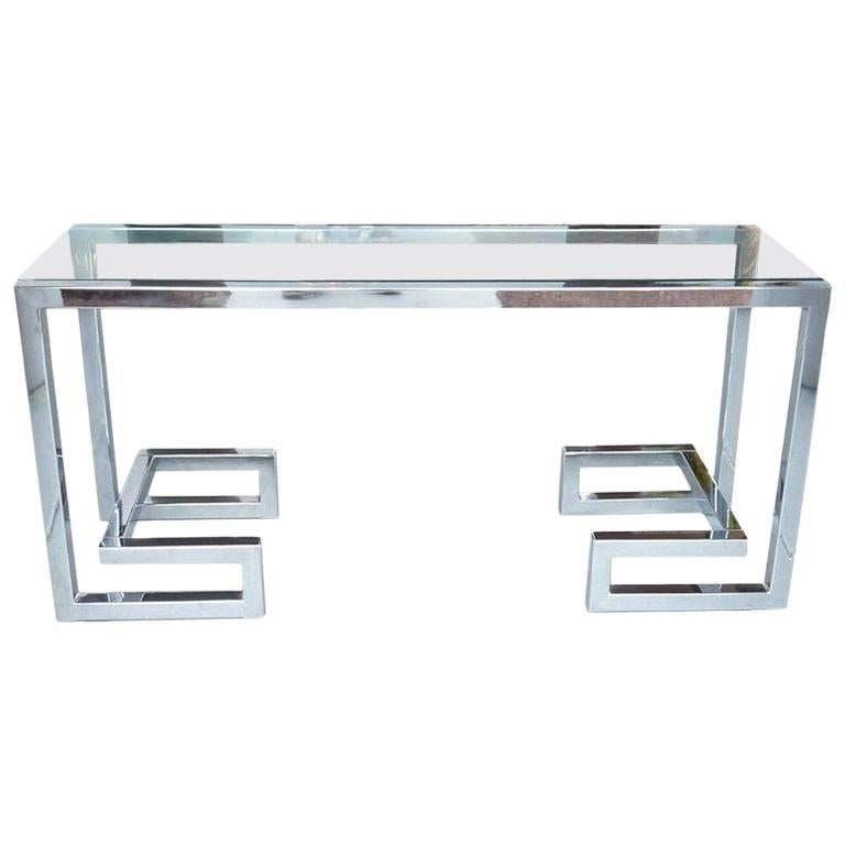 Chrome and Glass Console Table in the Style of Milo Baughman
