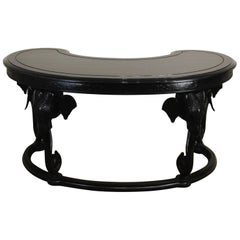 Retro Black Lacquered Fretwork Elephant Desk