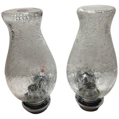 Pair of Chrome and Air Bubble Glass Vanity Sconces, 1970s