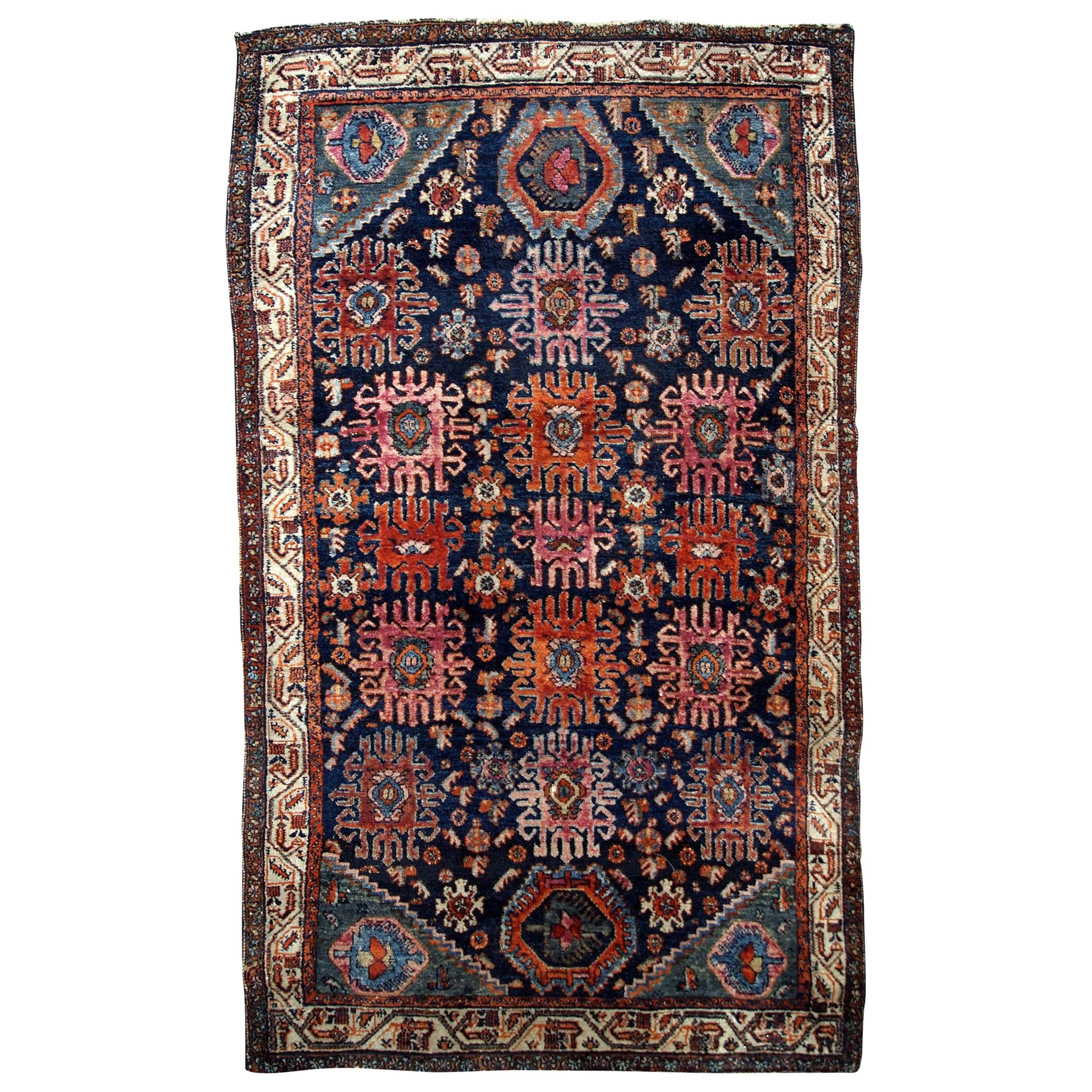 Handmade Antique Malayer Style Rug, 1910s, 1B741 For Sale