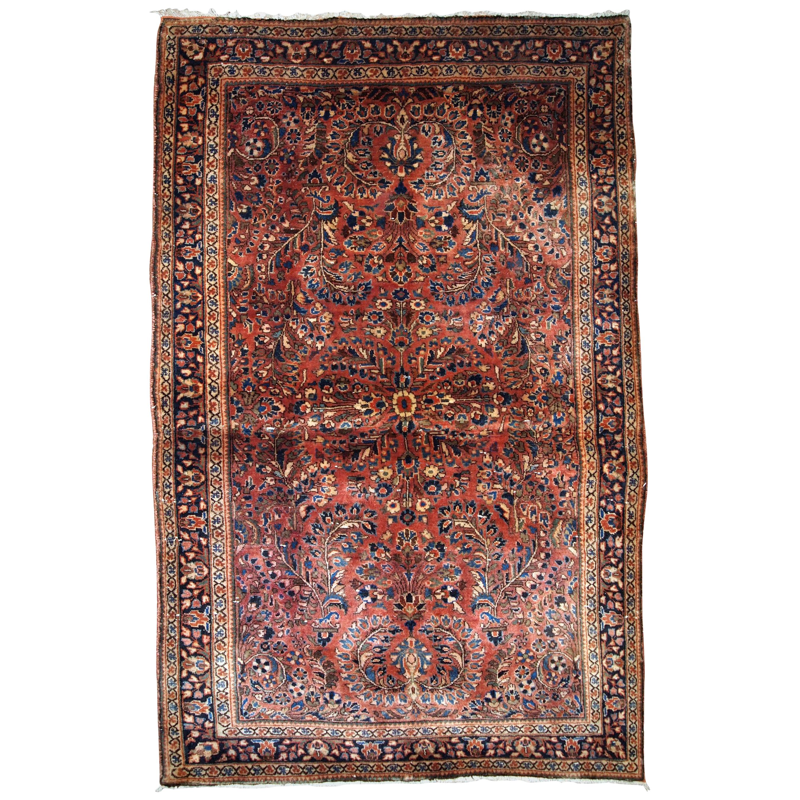 Tapis de style Sarouk ancien fait à la main, années 1920, 1B742