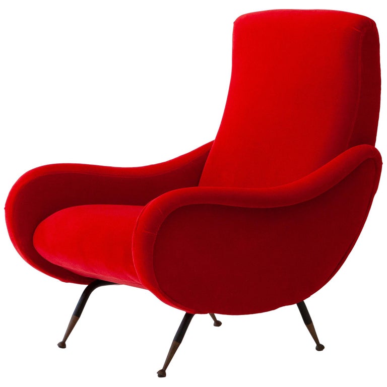 Italian Modern Red Velvet Armchair, 1950s at 1stDibs | red armchairs, red  velvet armchairs, red velvet chair