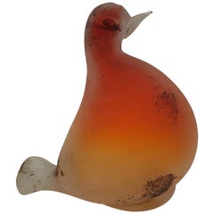 Modern Red "Scavo" Glass Bird by Gino Cenedese e Figlio, 1990s