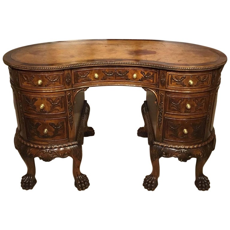 Mahogany Chippendale Revival Kidney Shaped Writing Desk At 1stdibs