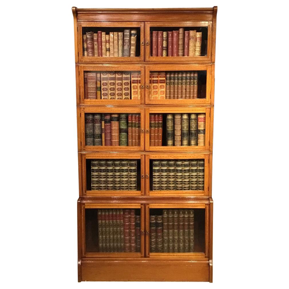 Mahogany Inlaid "Oxford" Barristers Bookcase by William Baker & Co Ltd.