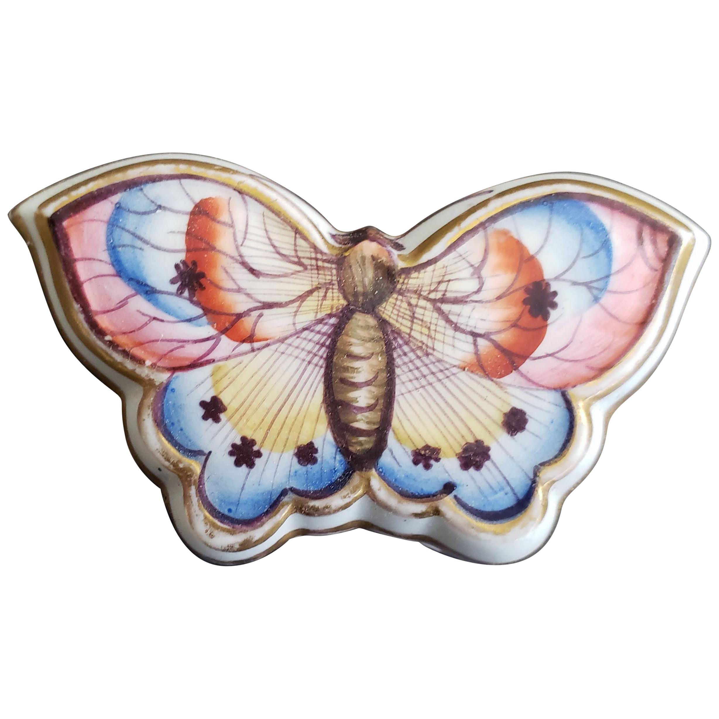 Antique Porcelain Spode Double Sided Butterfly Box and Cover, circa 1810-1830