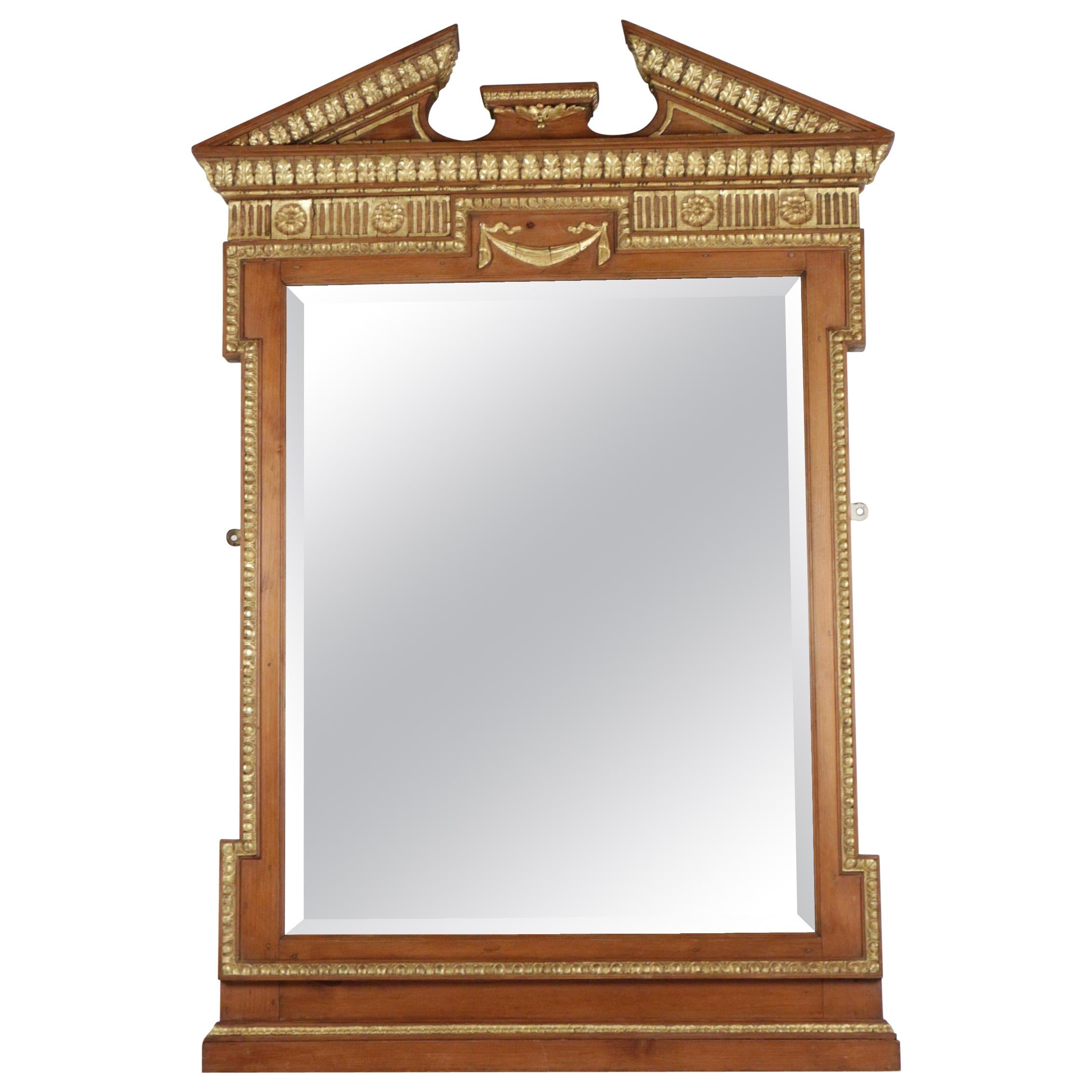 19th Century Neoclassical Mirror in Gold Giltwood and Gesso, Antique