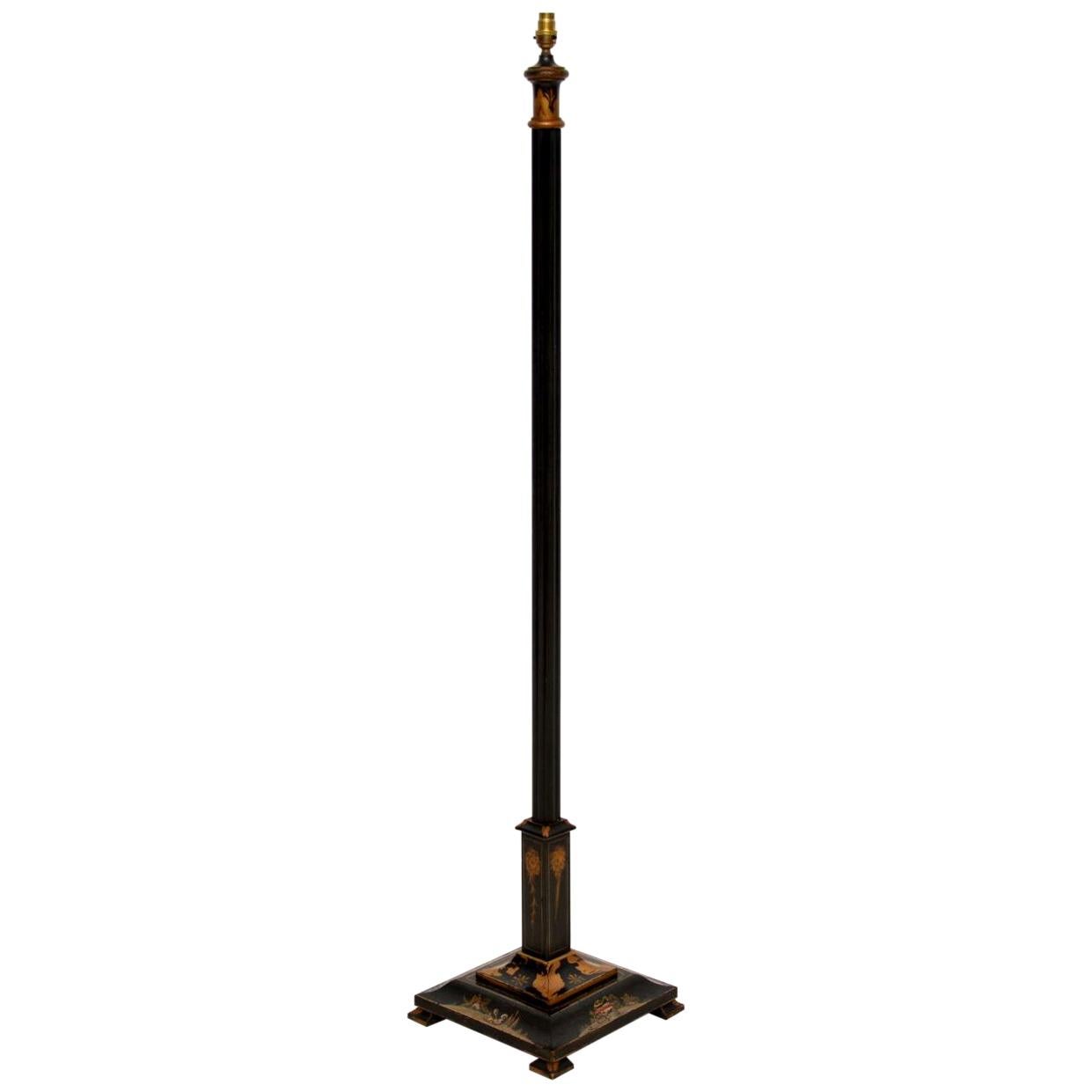 Antique Lacquered Chinoiserie Lamp Stand
