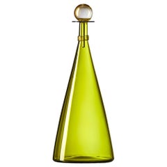 Large Handblown Glass Carafe, Olive Green with Gold Leaf Stopper by Vetro Vero