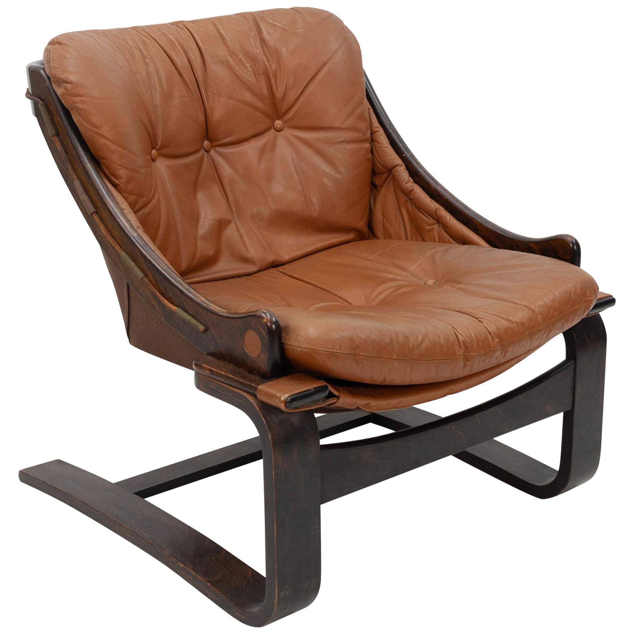 Attributed Arne Norell Leather Lounge Chair