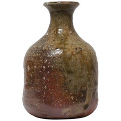 Japanese Natural Glaze Ceramic Shigaraki Small Vase, 1930s