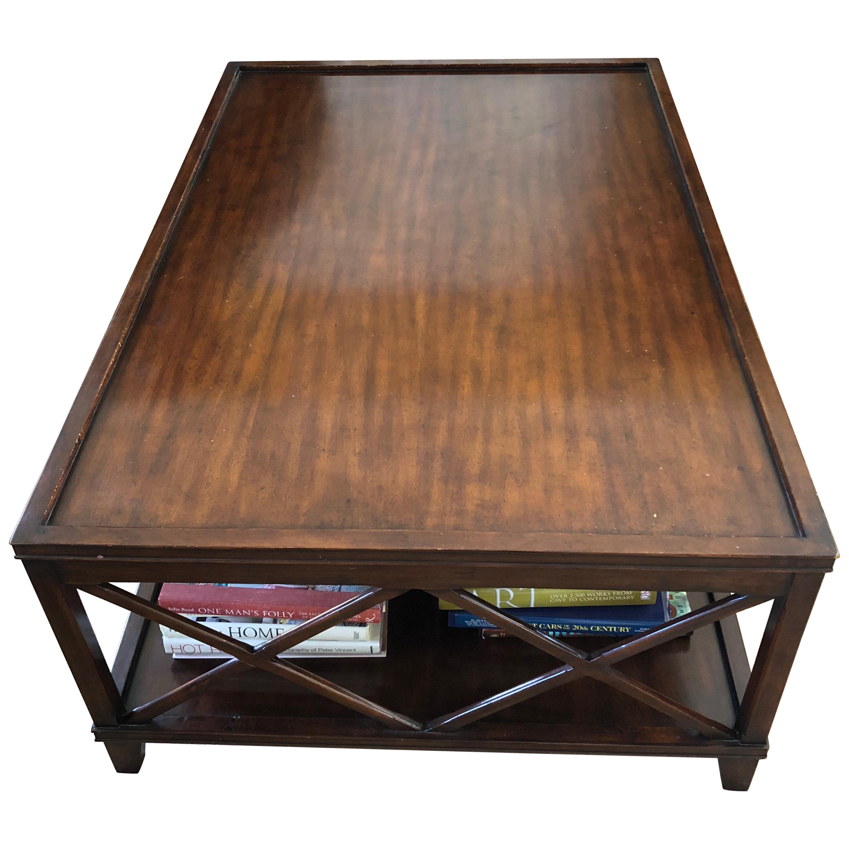 Stunning Very Large Walnut X Design Coffee Table