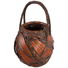 Antique Japanese Large Bamboo Basket for Flower Arranging