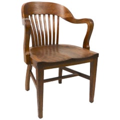 Antique Yale Library Bank of England Oak Office Chair