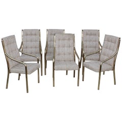 Vintage 1980s Brass Dining Chairs Set of Six