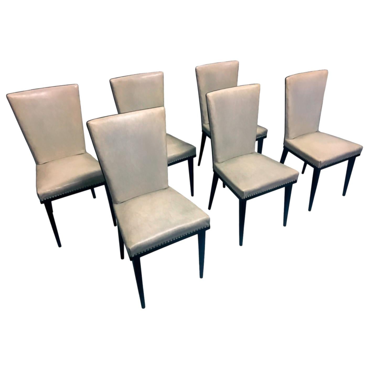 Italian Midcentury White Dining Chairs by Vittorio Dassi, 1950s, Set of 6