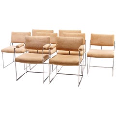 Set of Eight Chrome Dining Chairs Designed by Milo Baughman for Thayer Coggin