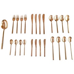 Sigvard Bernadotte 'Scanline' Cutlery in Brass Complete for 4 Persons