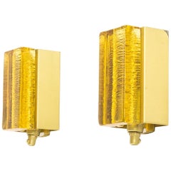 Pair of Atlantic Wall Lamps by Vitrika in Gold, 1970s