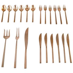 Sigvard Bernadotte 'Scanline' Cutlery in Brass Complete for 6 Person