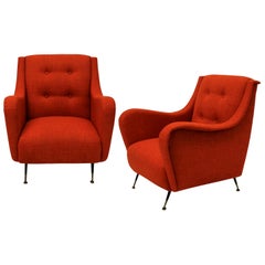 Pair of Midcentury Armchairs in Burnt Orange