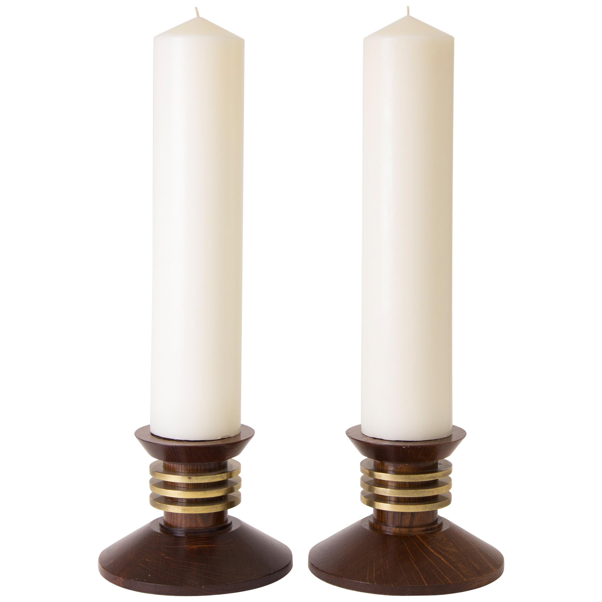 Large Pair of Art Deco Candlesticks by Louis Prodhon For Sale