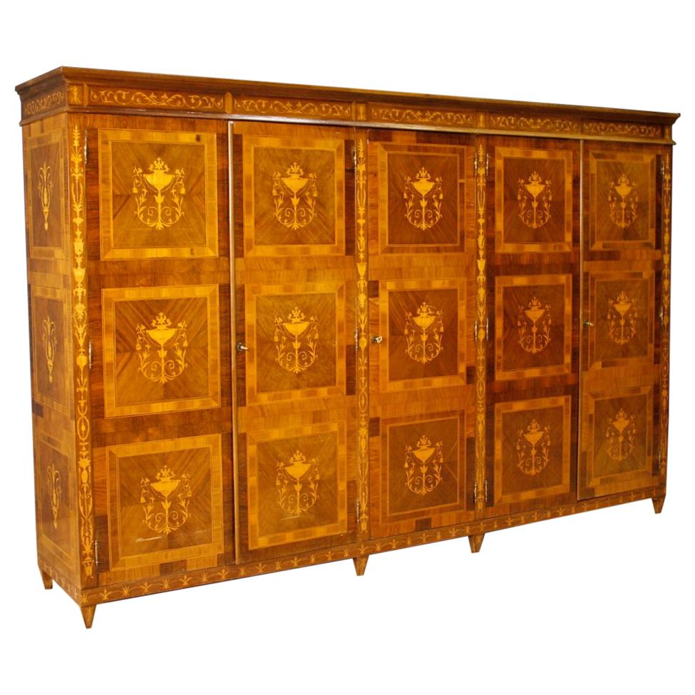 20th Century Inlaid Wood Italian Louis XVI Style Wardrobe, 1960