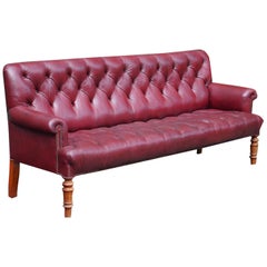 Burgundy Leather and Walnut Sofa By Gillows