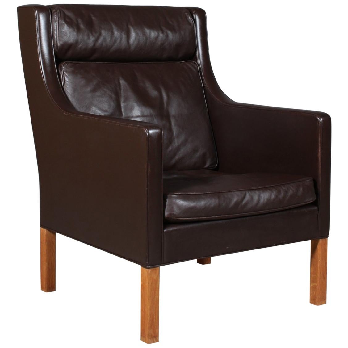 Børge & Peter Mogensen Lounge Chair in Brown Leather, Model 2431