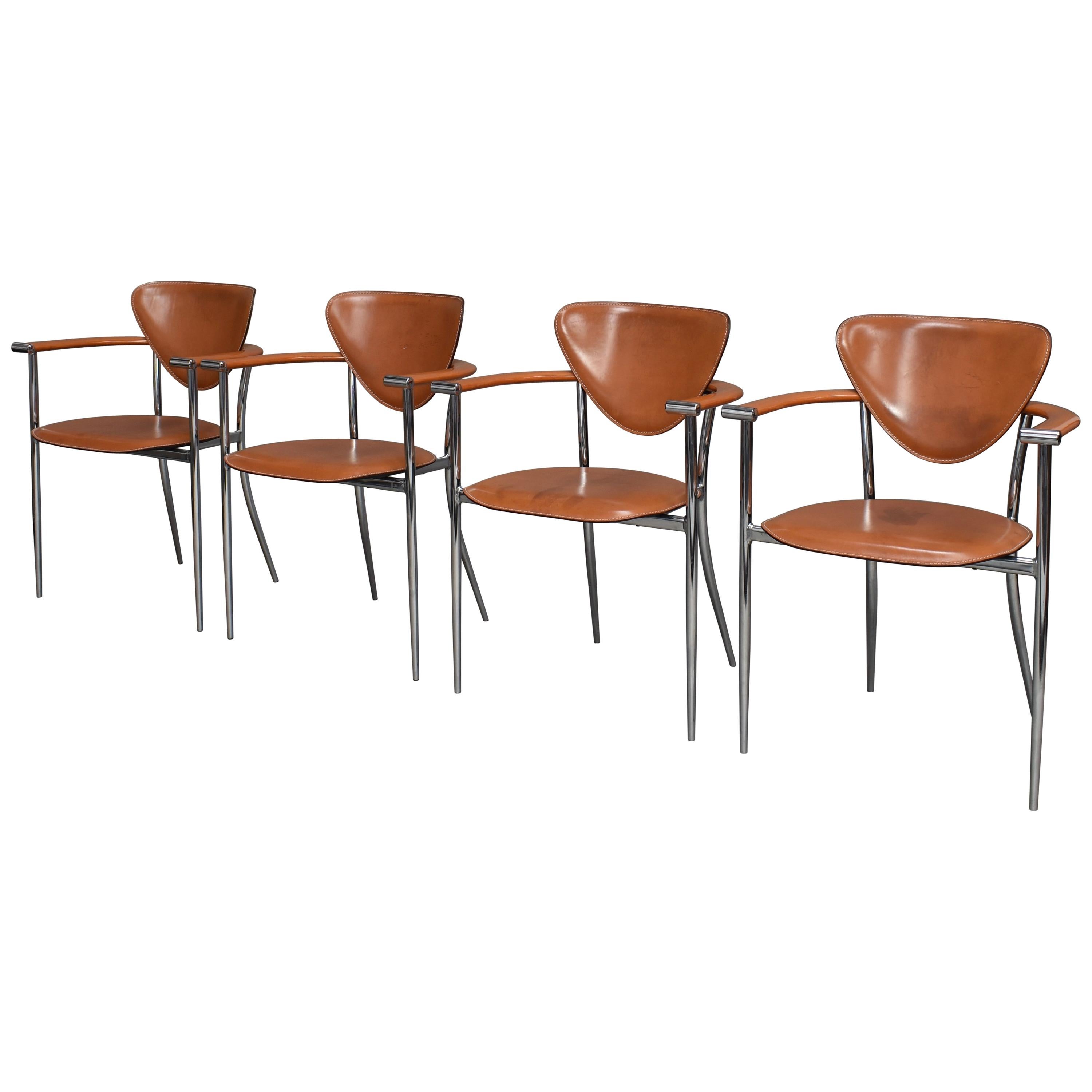 Arrben Italia Dining Chairs in Tan Leather
