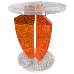 Vintage Small Gueridon in Lucite, circa 1970-1980