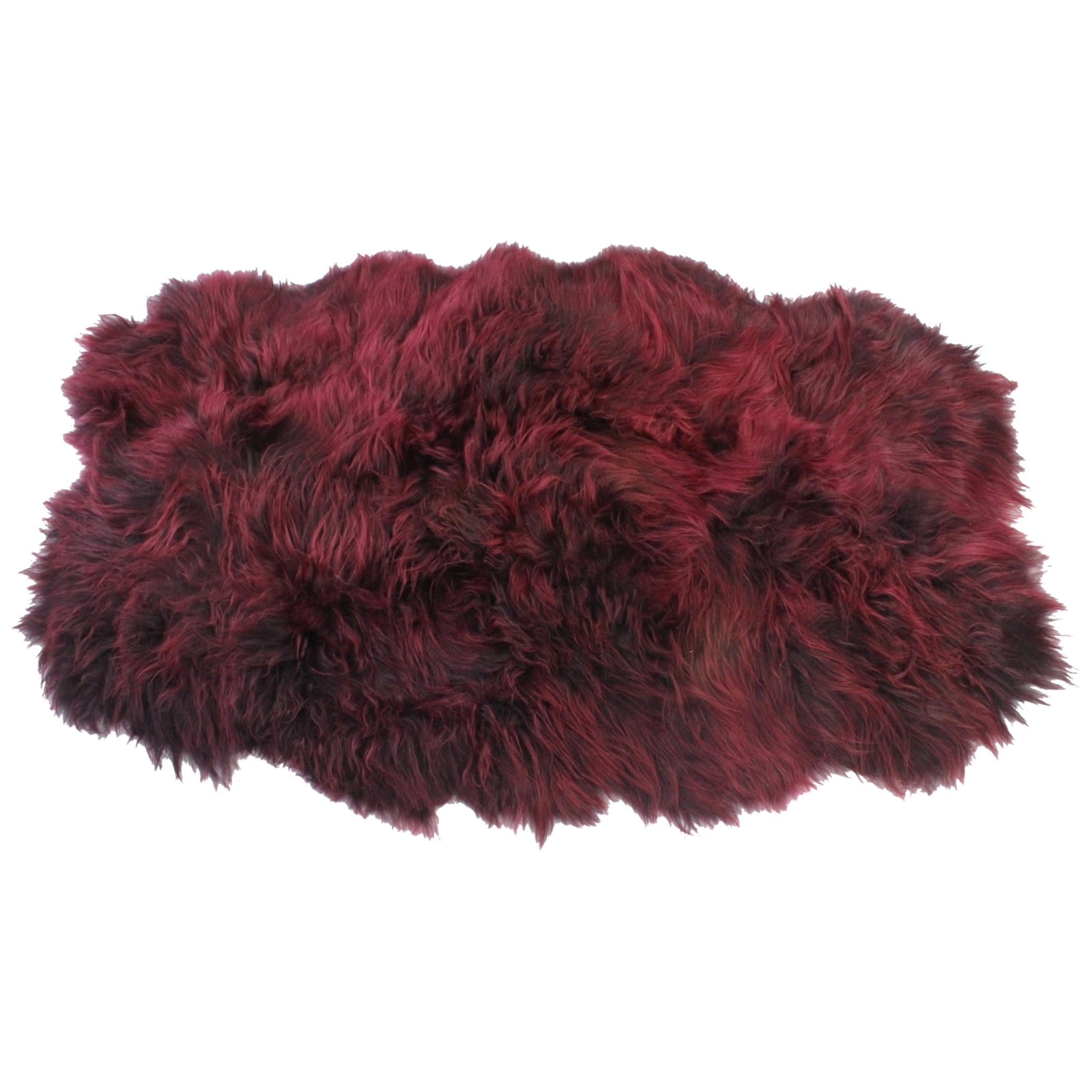 Bordeaux Red Shaggy Rug  Icelandic Sheepskin Rug - Quad For Sale