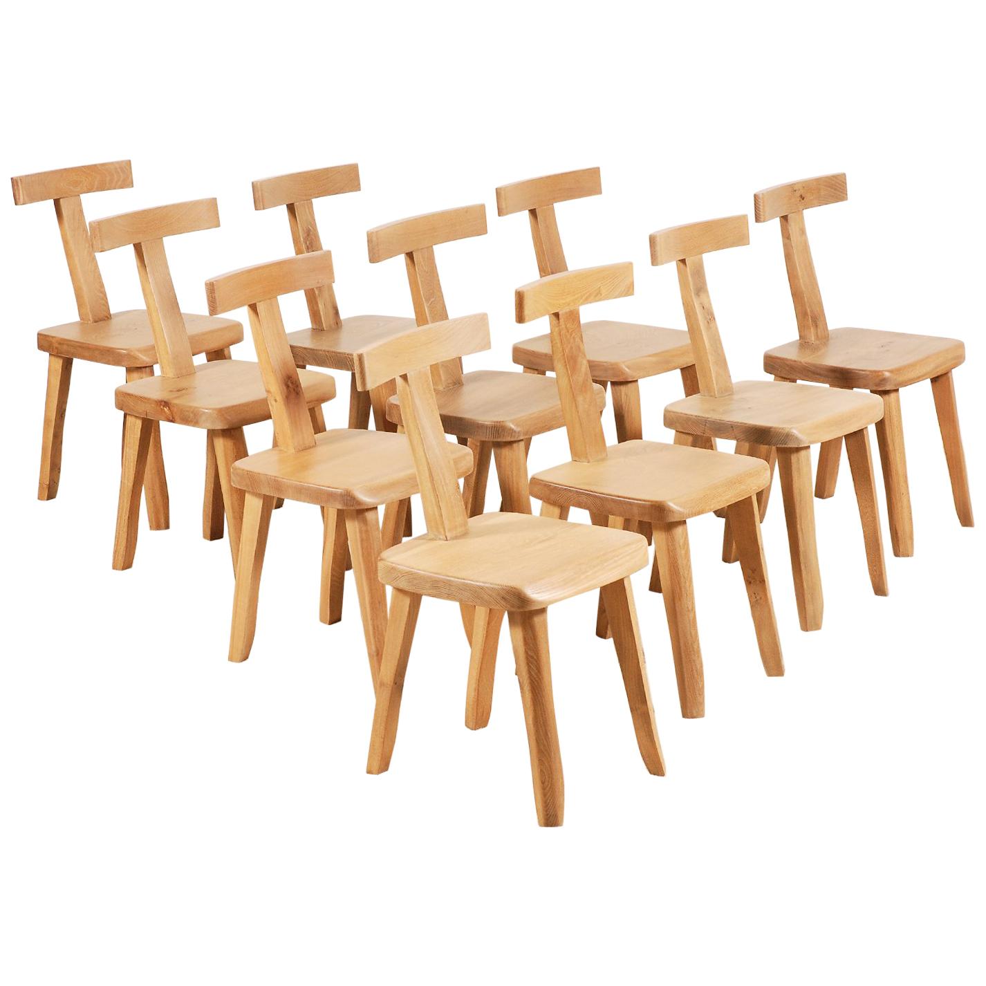 Olavi Hänninen for Mikko Nupponen, Set of 10 Elm Chairs, Finland, 1950