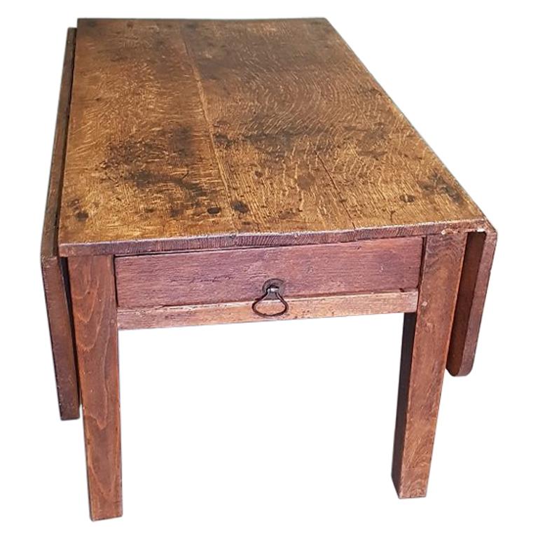 19th Century Dutch Oak Drop Leaf Rural Coffee or Sofa Table For Sale