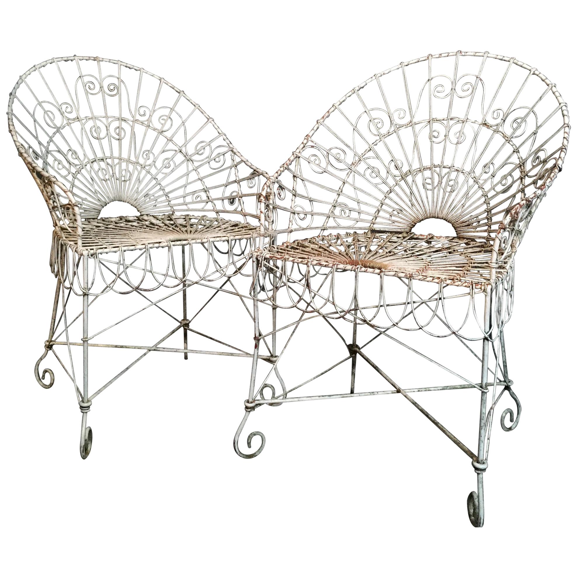 Antique Edwardian Wirework Garden Chairs