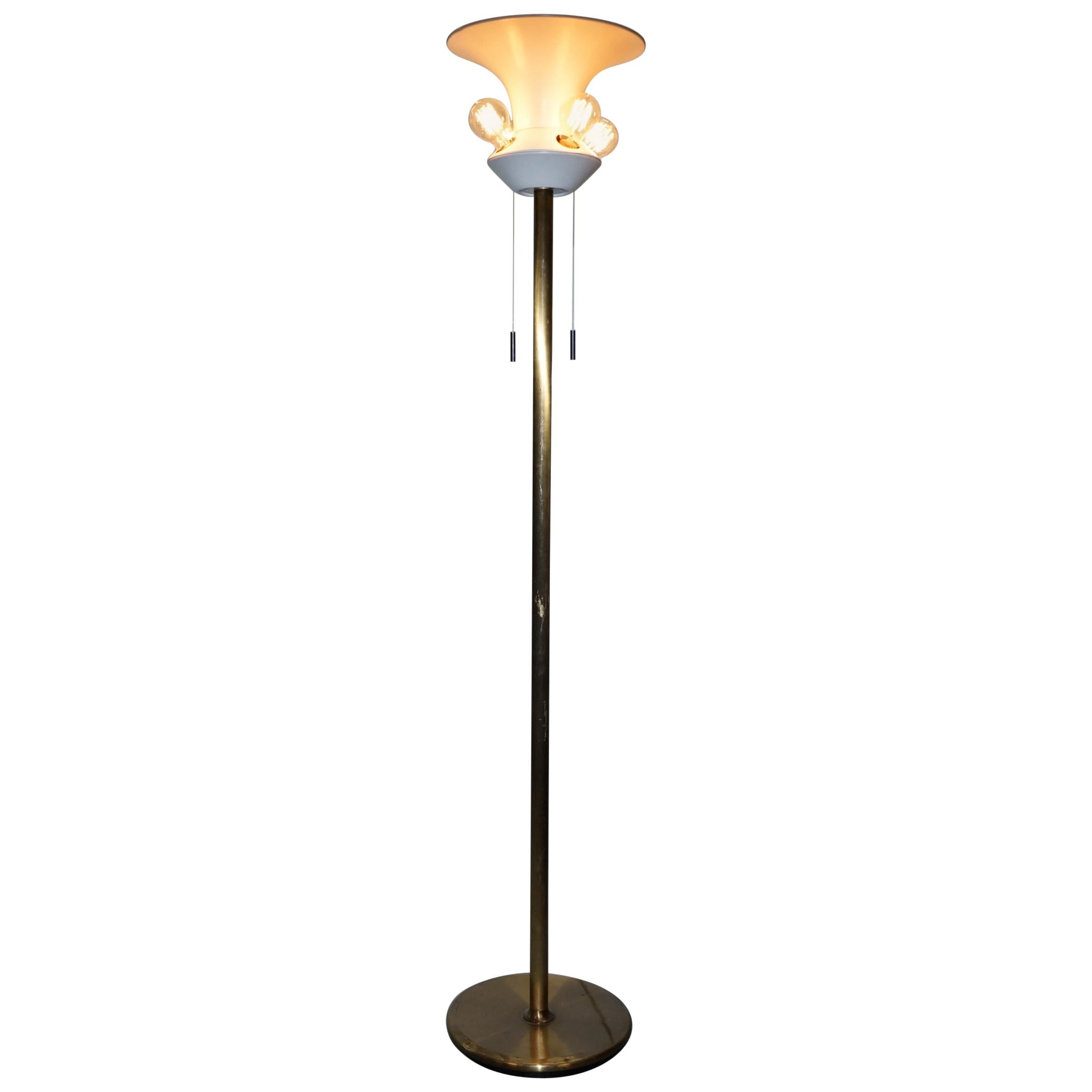 Lampadaire Art moderne d'origine rare sur pied à 5 ampoules, datant d'environ 1960, bronze