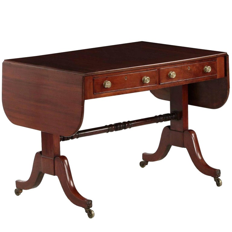 English Regency Drop Leaf Antique Mahogany Sofa Table 19th Century English Regency Drop Leaf Antique Mahogany Sofa Table 19th Century