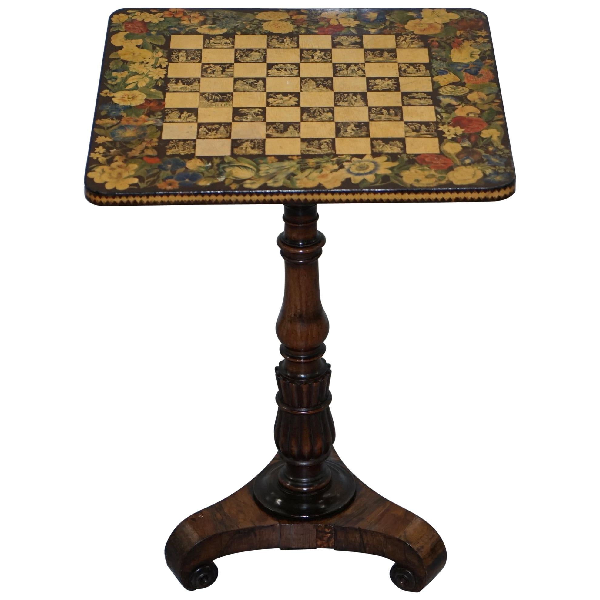 Chinese Chinoiserie George IV Rare Wood Games Table Chess Tilt Top, circa 1820