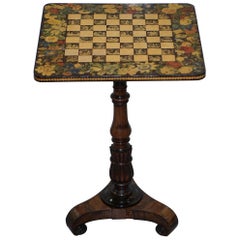 Antique Chinese Chinoiserie George IV Rare Wood Games Table Chess Tilt Top, circa 1820