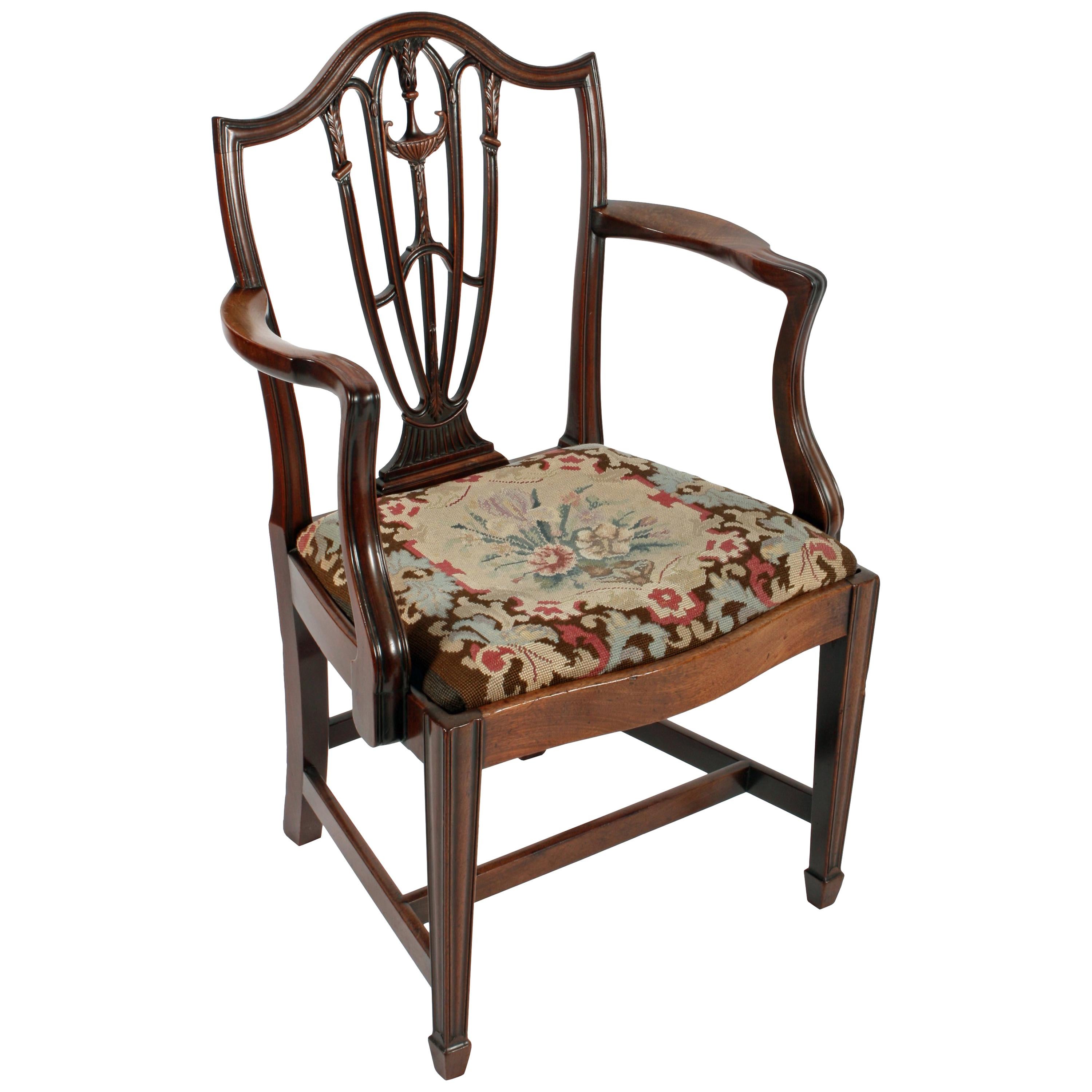 18th Century Georgian Mahogany Hepplewhite Elbow Chair For Sale