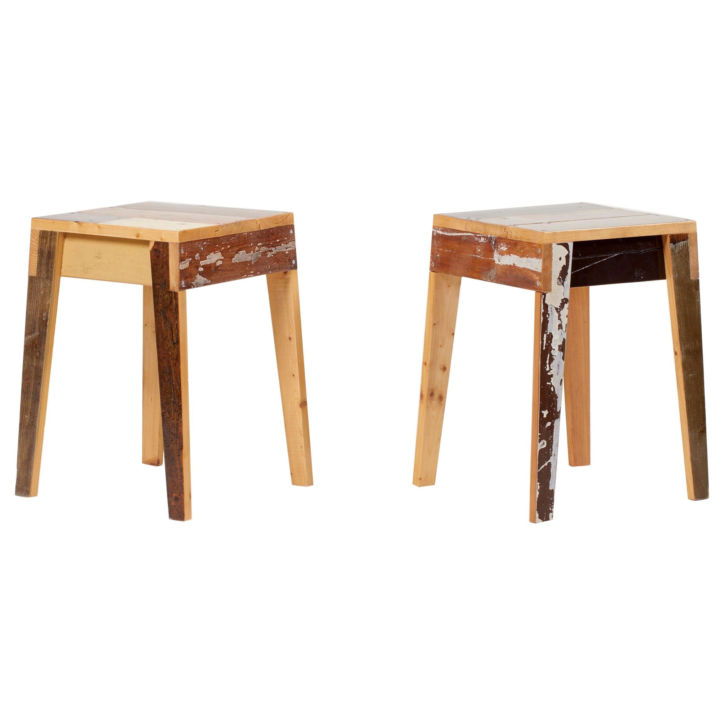 Pair of Lacquered Oak Stools by Piet Hein Eek