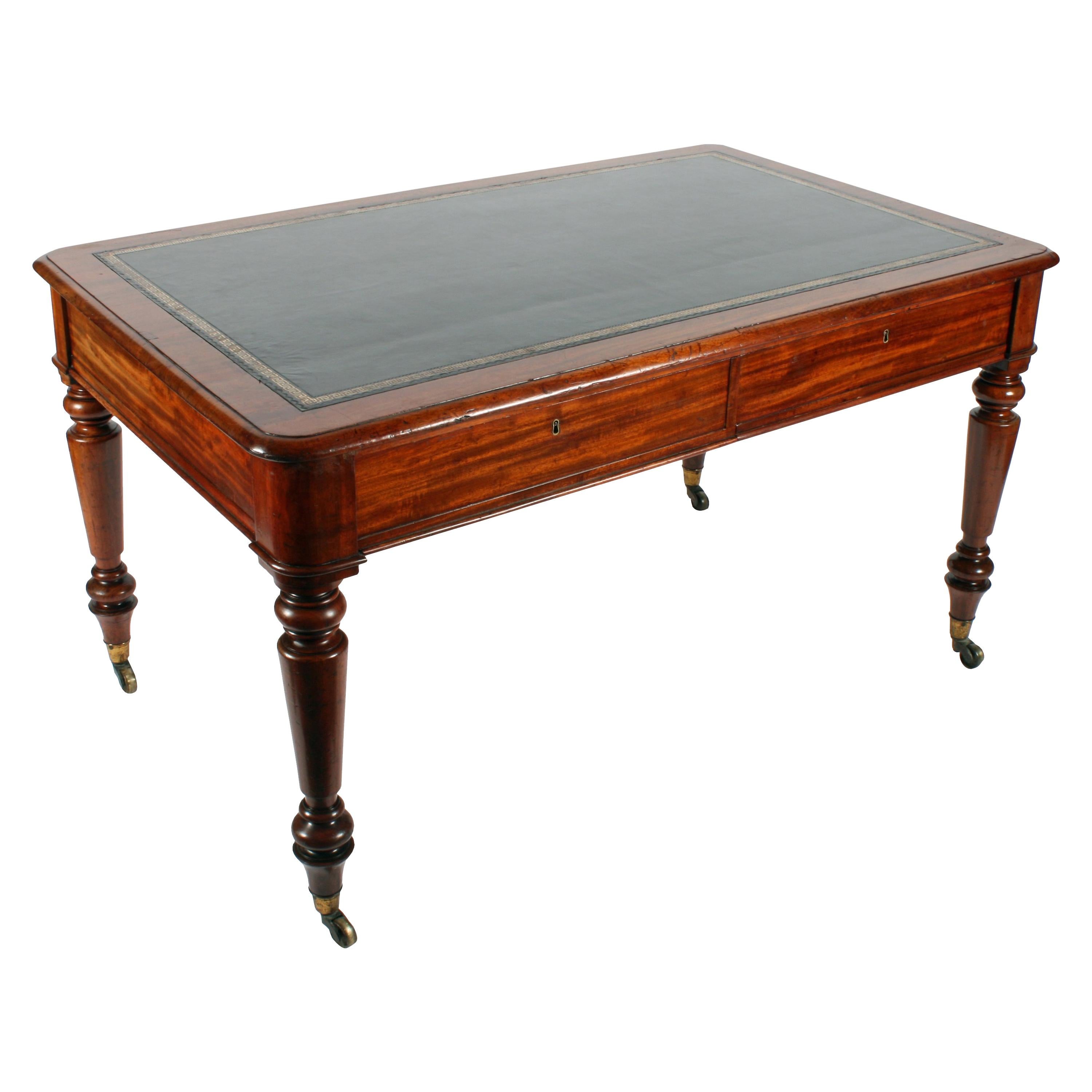 19th Century William IV Mahogany 4 DrawerWriting Table-Library Table For Sale