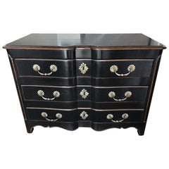 Regency Style Ebonized Chest of Drawers with Gorgeous Gold Hardware