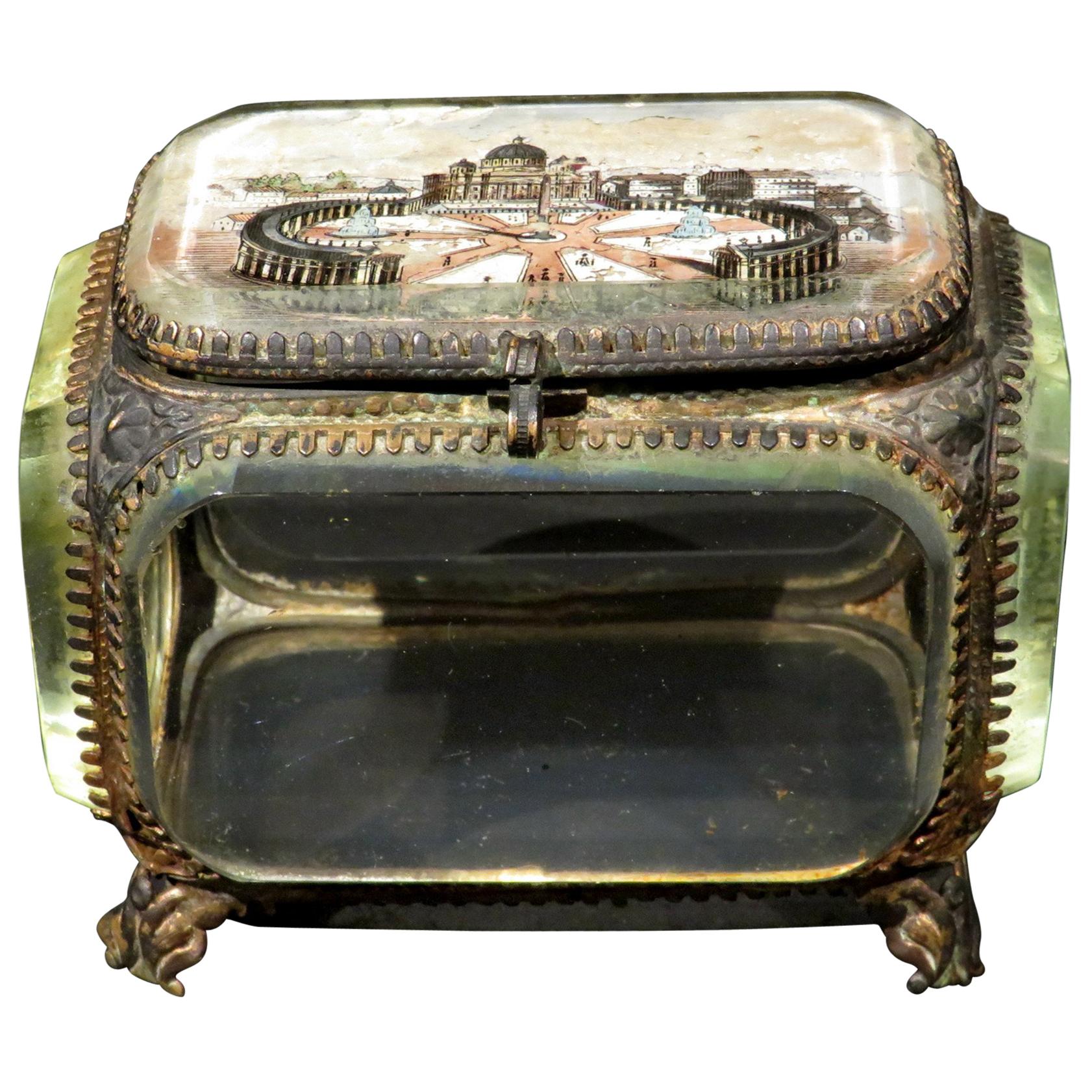 Grand Tour Style Ormolu and Glass Panelled Trinket Box, Italy, Circa 1880