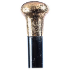 Antique Walking Stick Cane 8-Carat Gold Pommel Late 19th Century