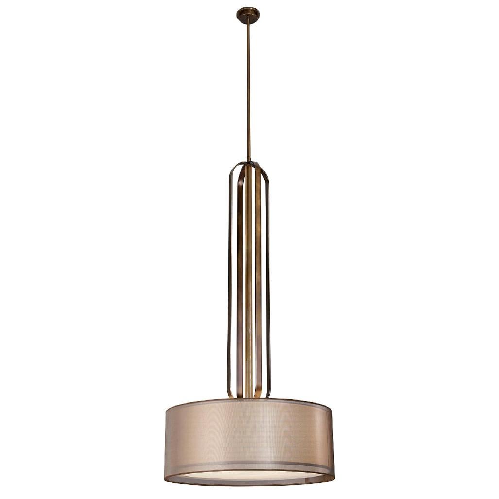 Ceiling Lamp with Bronzed Metal Frame and Lined Pyrex Glass