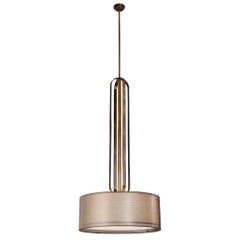 Ceiling Lamp with Bronzed Metal Frame and Lined Pyrex Glass