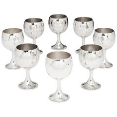 Hammered Sterling Silver Champagne Goblets by Buccellati, circa 1990s