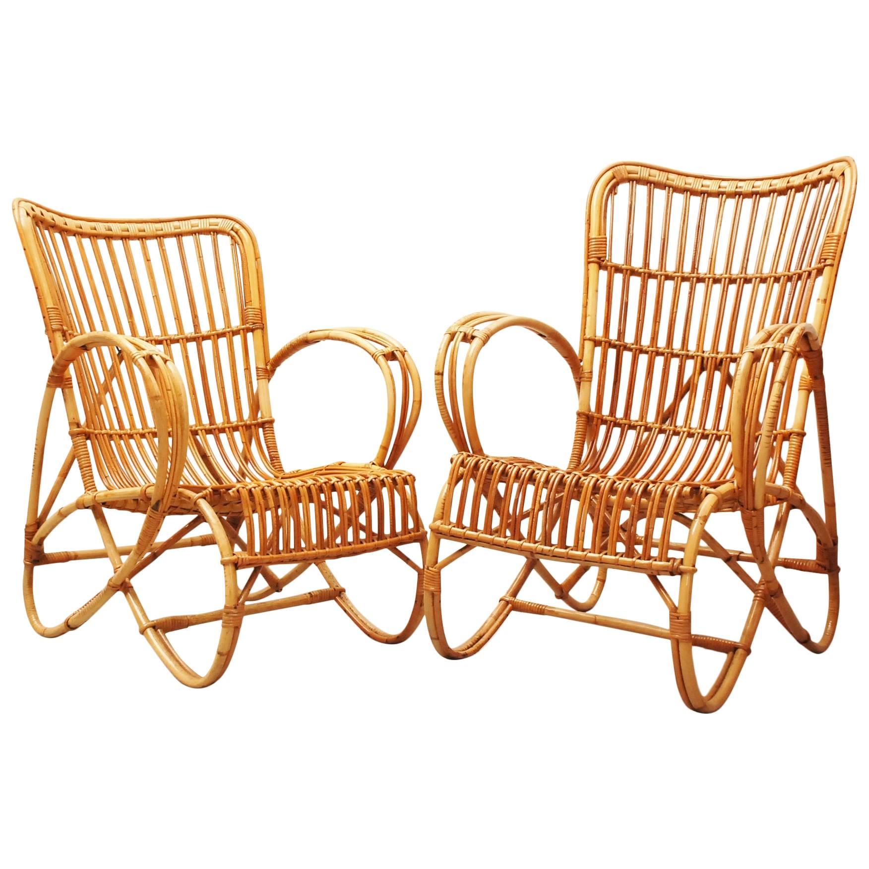 Rohe Rattan Club Chairs For Sale