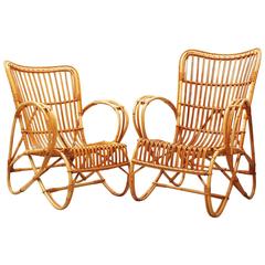Vintage Rohe Rattan Club Chairs